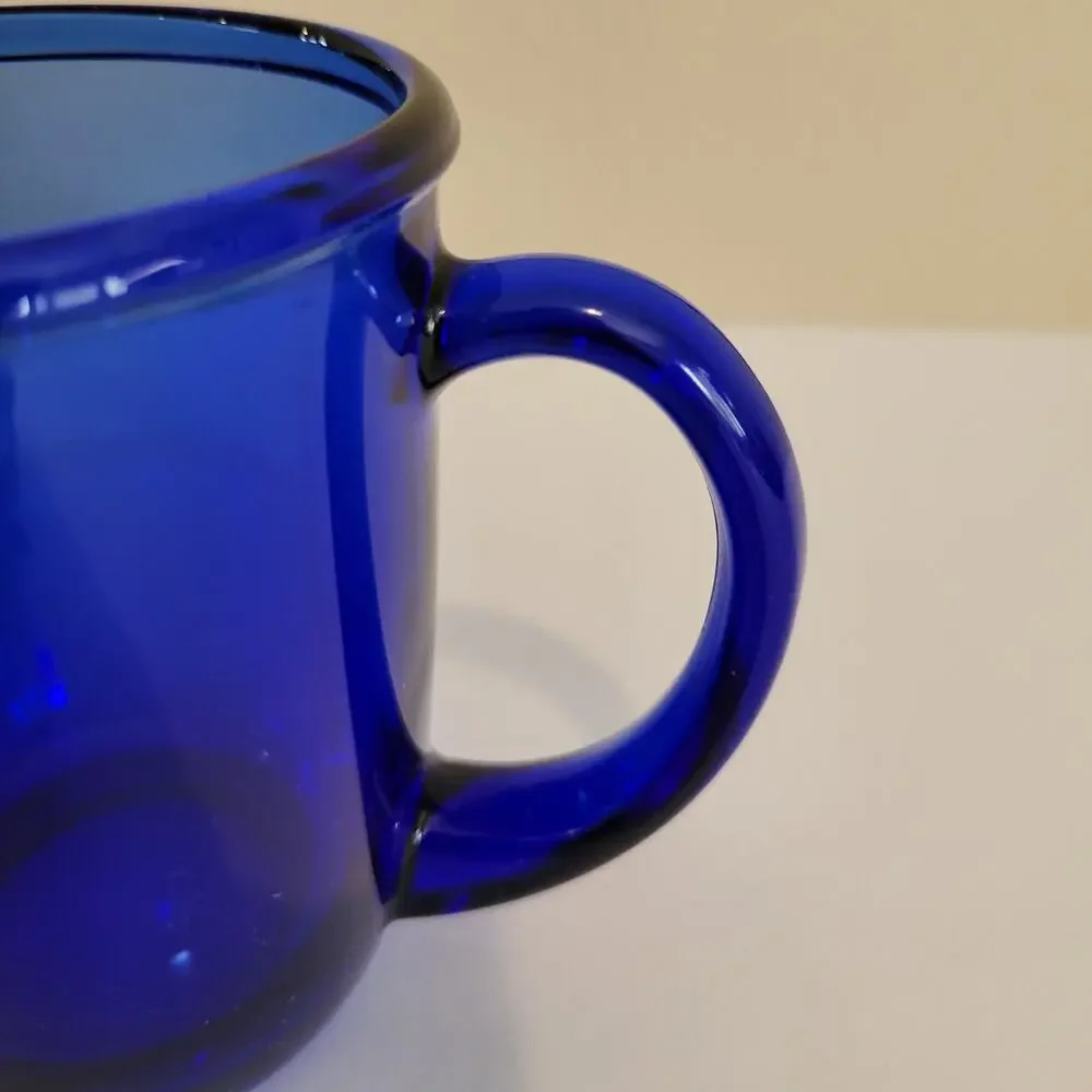 Arcoroc France Cobalt Blue Glass Coffee Mug 3.75